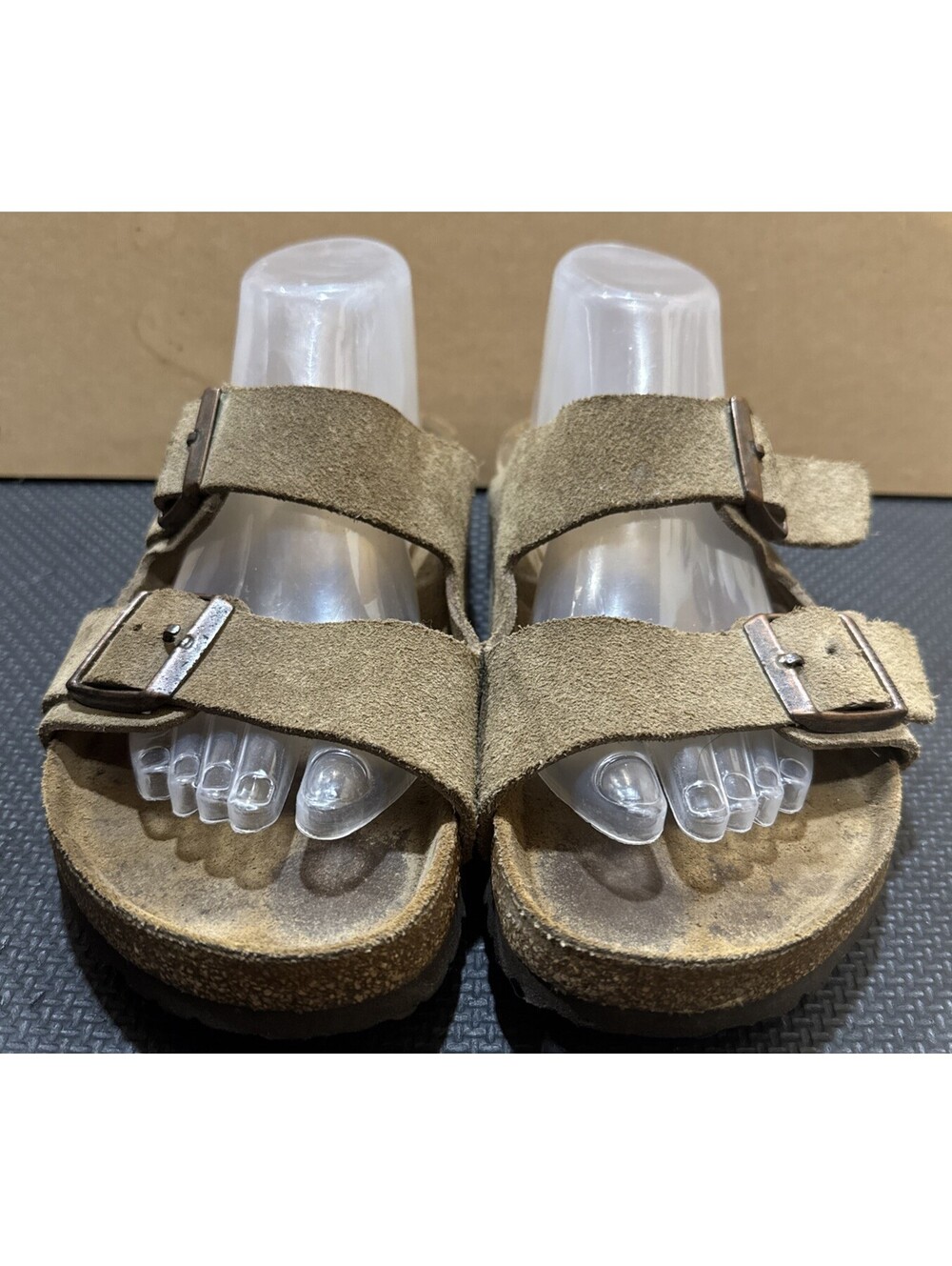 Birkenstock Arizona Taupe Khaki Suede Two Strap Sandals - Size 43 | US 10
